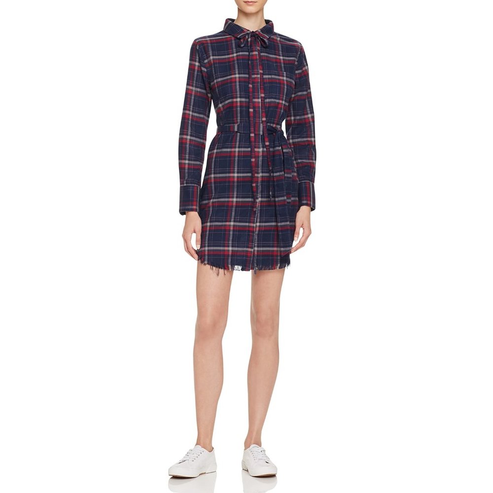 NWT Size XS DL1961 Long Sleeve Plaid Shirt Dress
